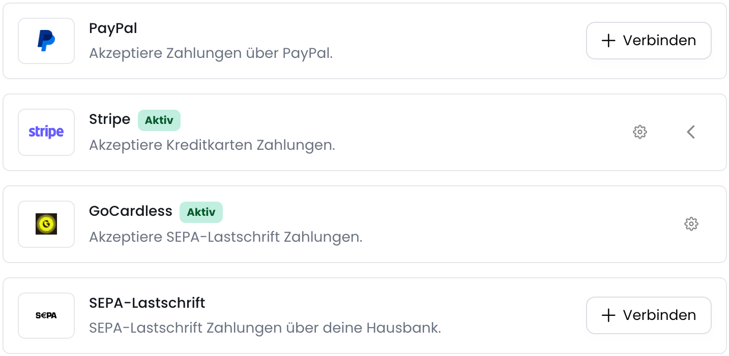 GoCardless erfolgreich verbunden