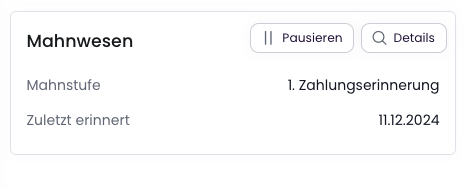 Mahnwesen Übersicht