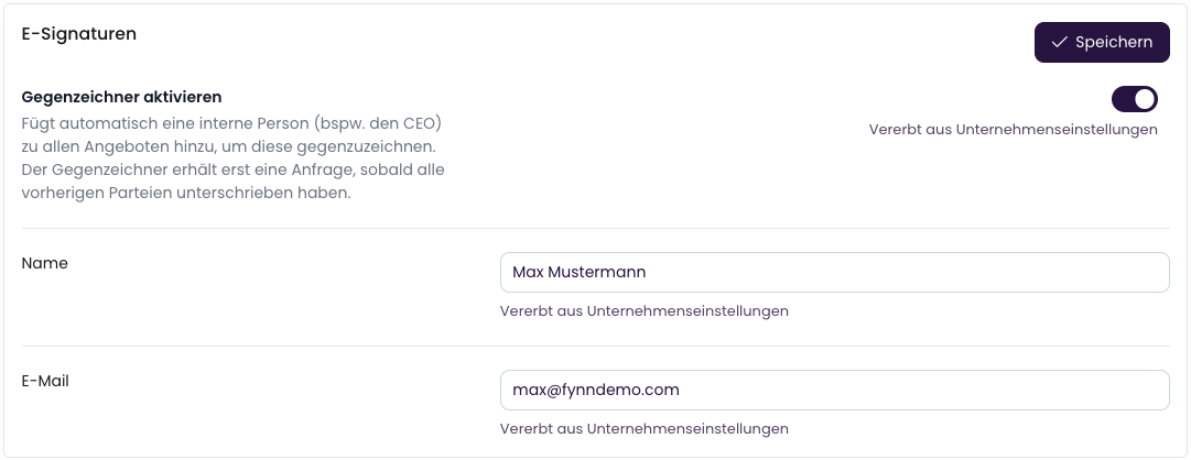 Gegenzeichner einrichten