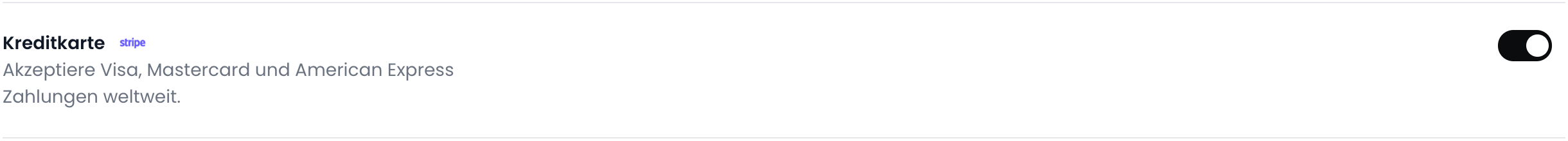 Kreditkarten Zahlungsmethode aktivieren