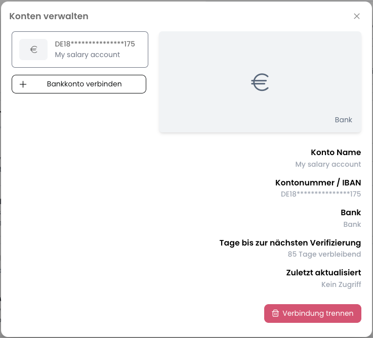 Bankkonto hinzufügen