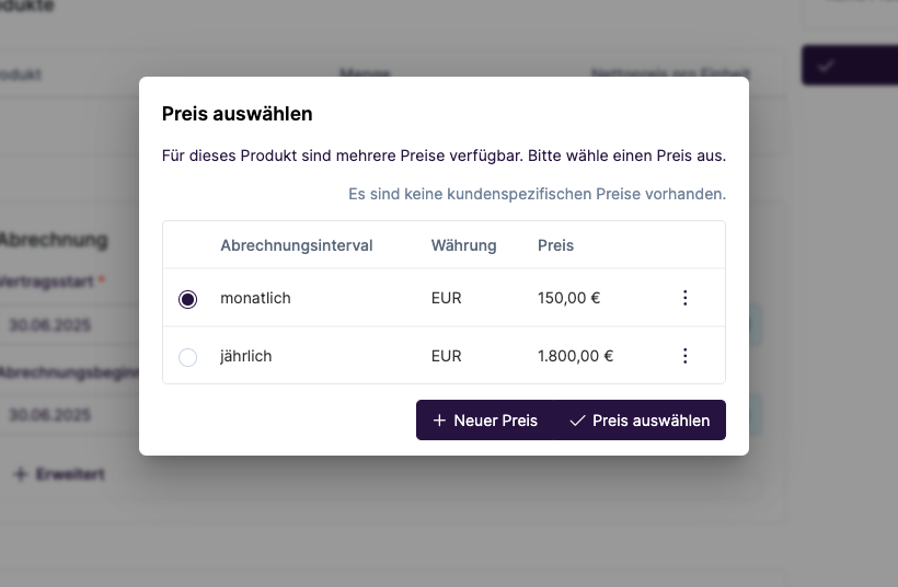 Produkt-Preise konfigurieren