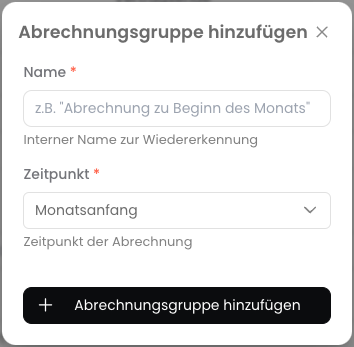 Abrechnungsgruppe konfigurieren