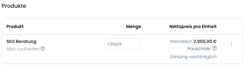 Produkte hinzugefügt