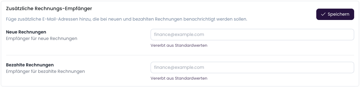 Zusätzliche Rechnungs-Empfänger