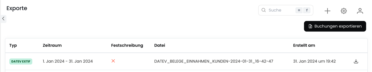 Buchungs-Exporte