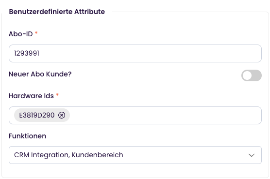 Benutzerdefinierte Attribute setzen