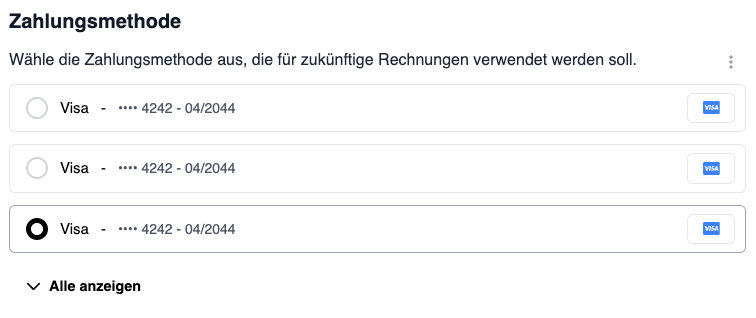 Kundenbereich - Zahlungsmethoden