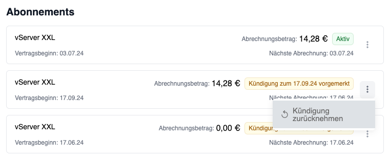 Kundenbereich - Abonnements