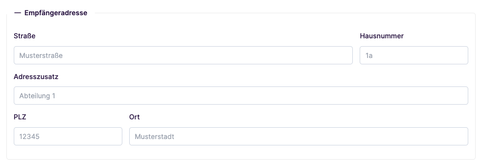 EmpfĂ€ngeradresse