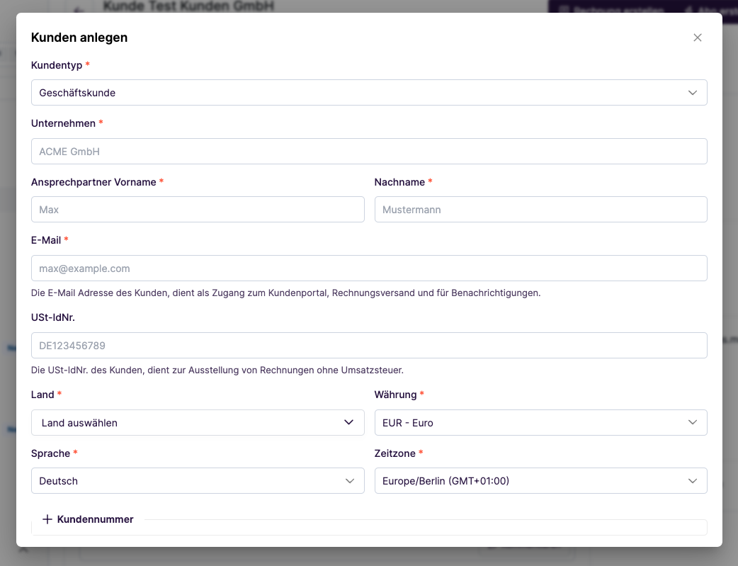 Kunde anlegen