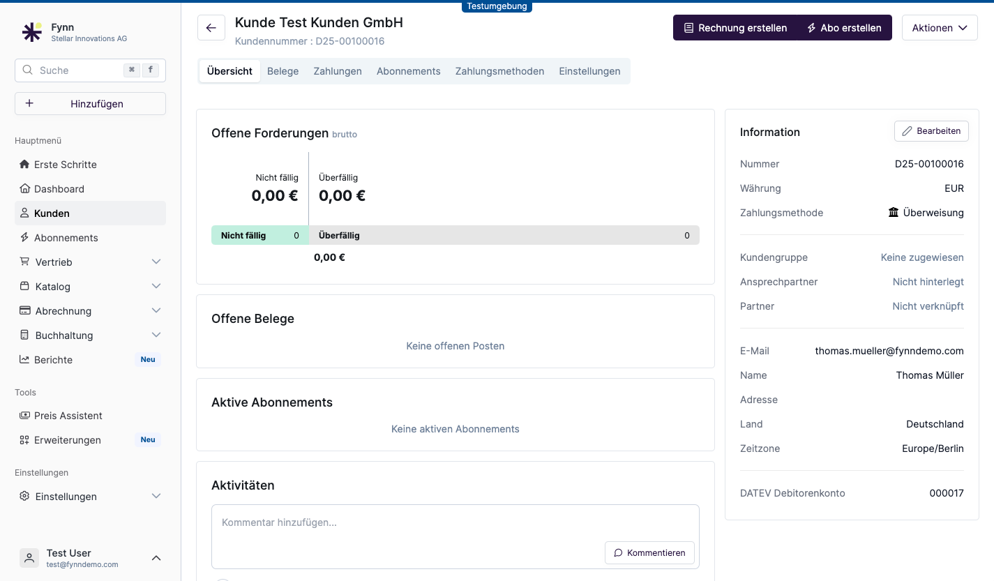 Kunde erfolgreich angelegt