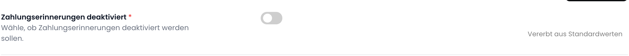 Zahlungserinnerungen deaktivieren
