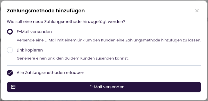 Zahlungsmethode hinzufügen