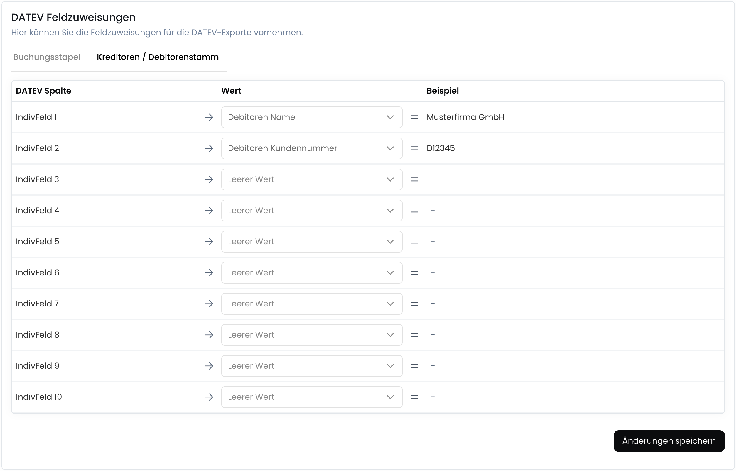 Feldzuweisungen konfigurieren