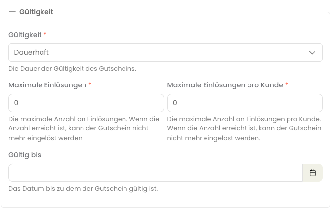 Rabatt Gültigkeit