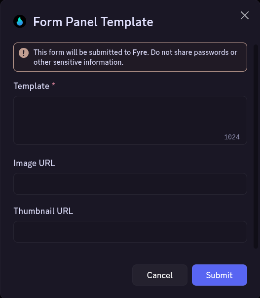 Form Admin Create Panel Template Example