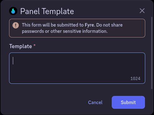 Ticket Admin Create Panel Template Example
