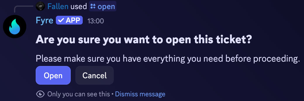Ticket Confirmation Prompt Example