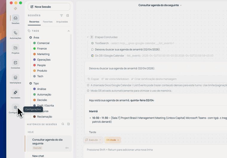 Geração do token e primeiro envio para a nuvem