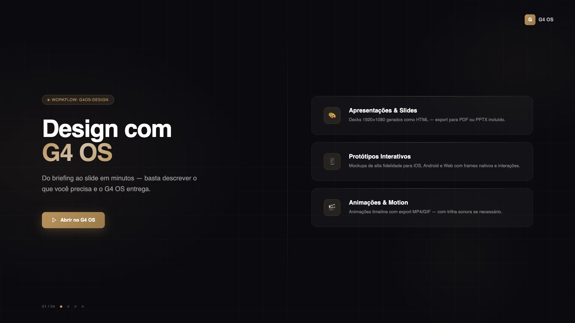 Slide de exemplo — Design com G4 OS