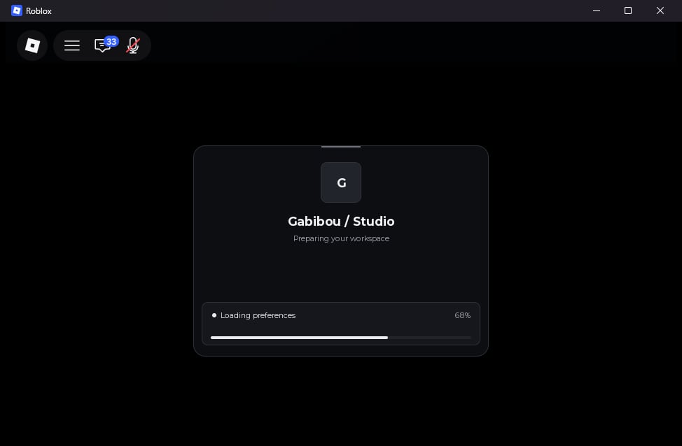 Live rc.21 centered loader showing its title, status, and progress bar