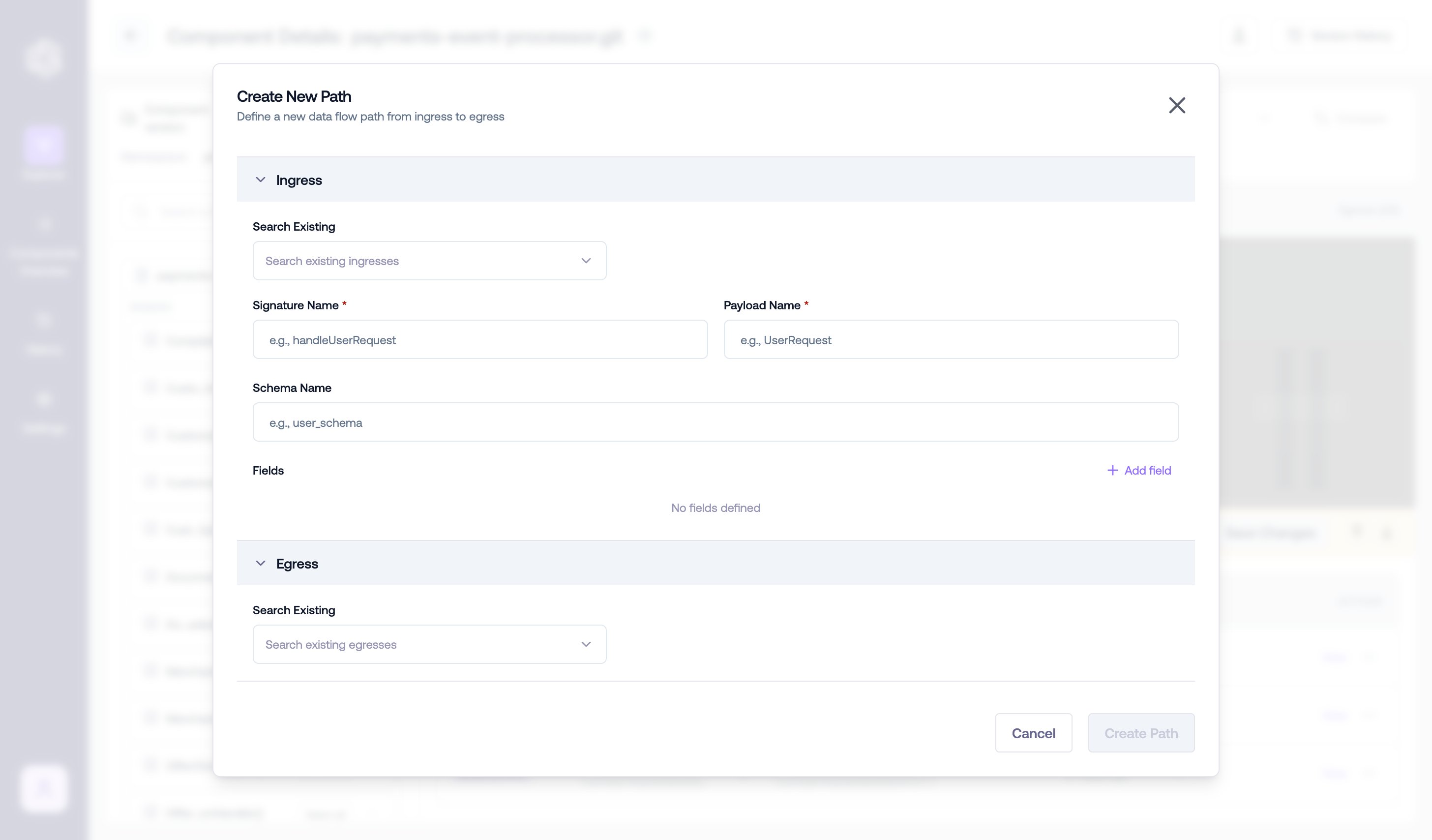 The Create New Path modal