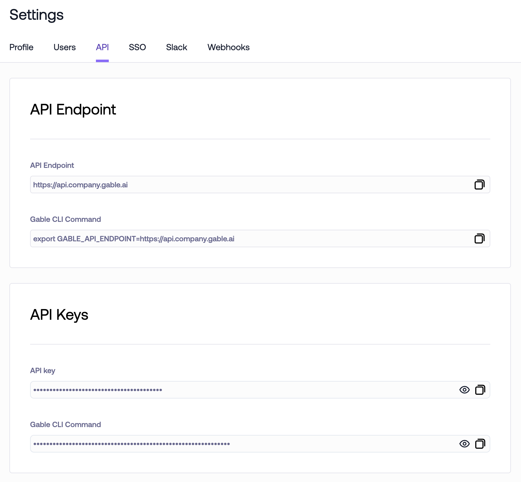 Gable API Keys