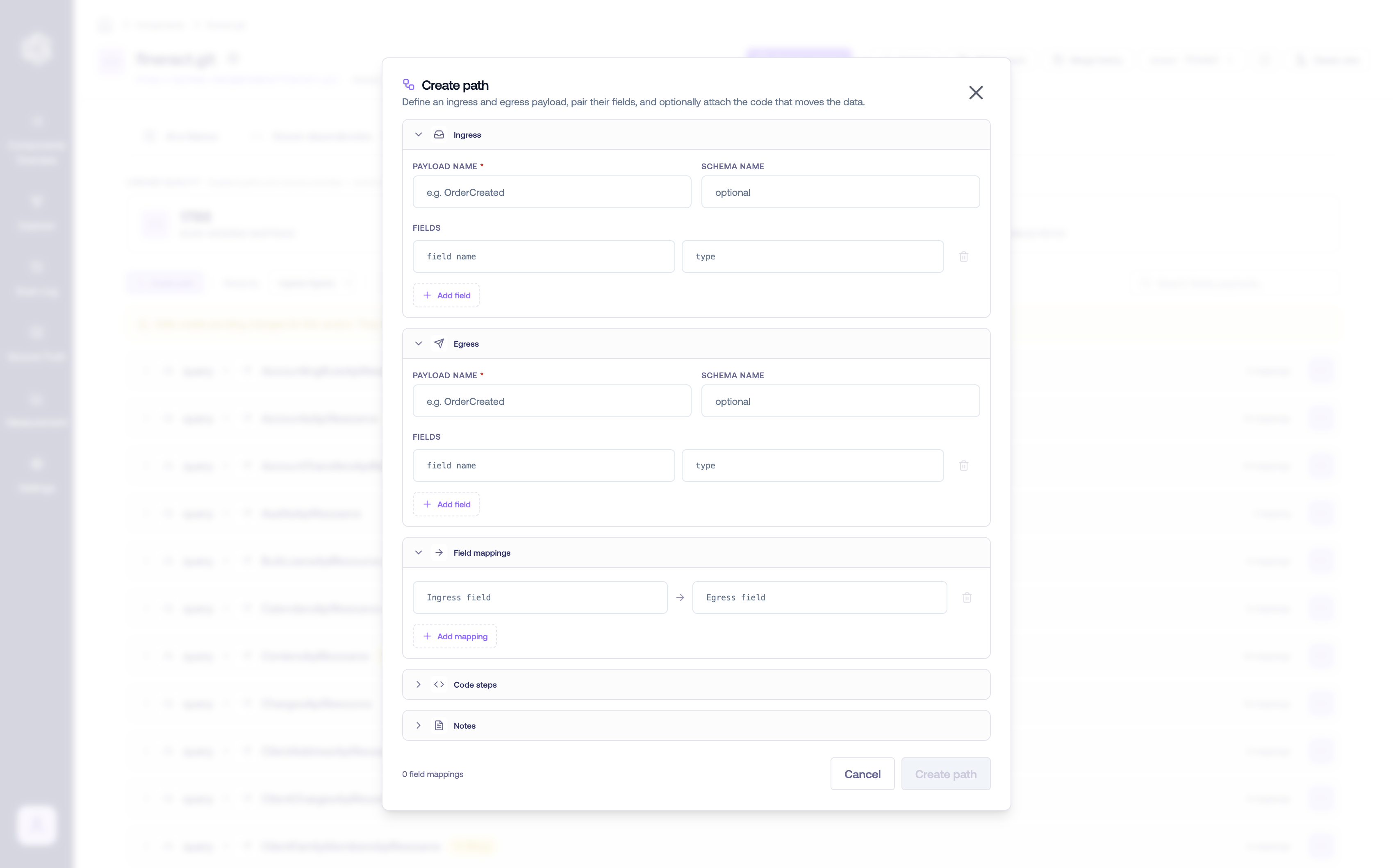 The Create path dialog