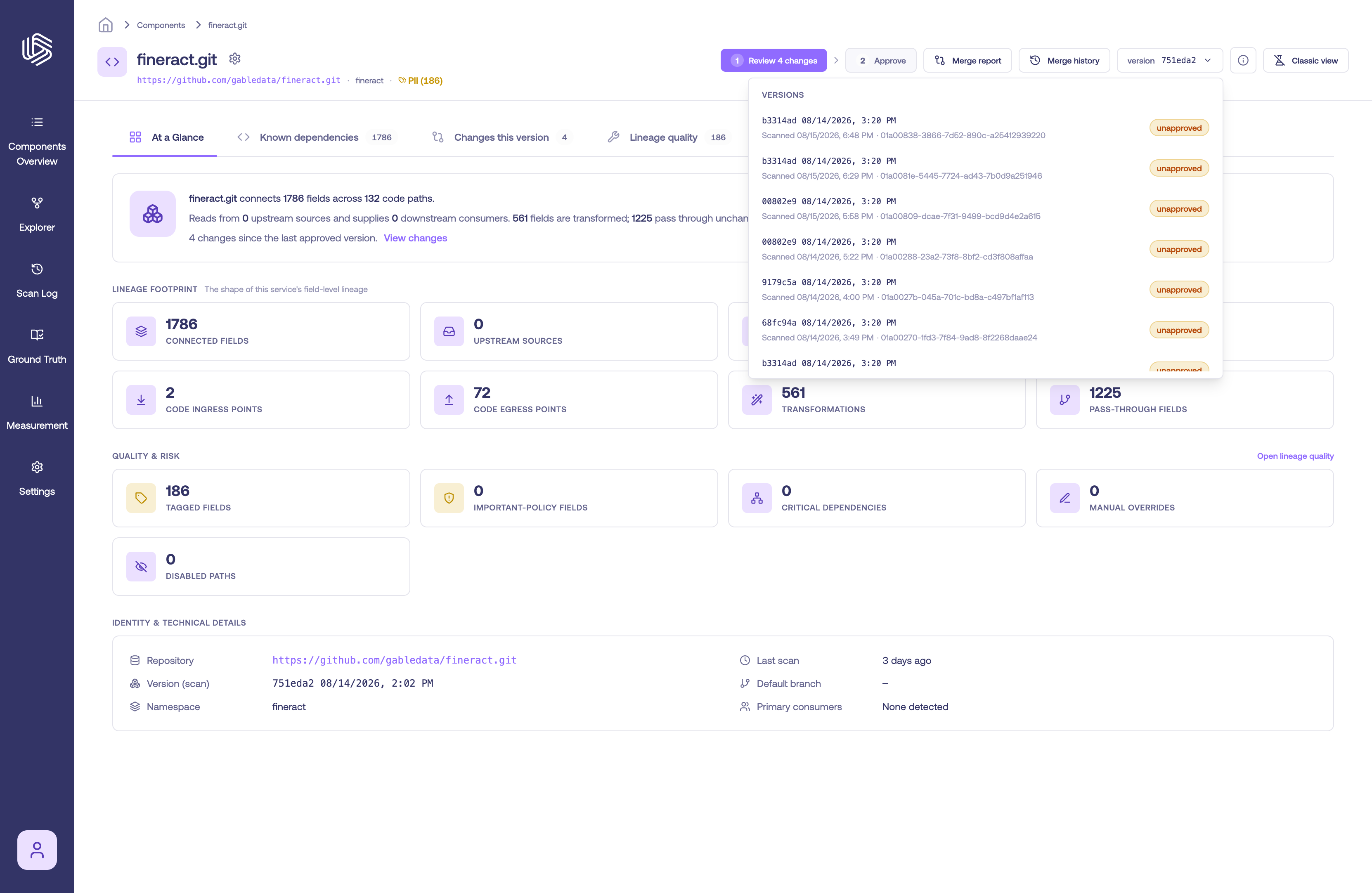 Approval badges in the version selector
