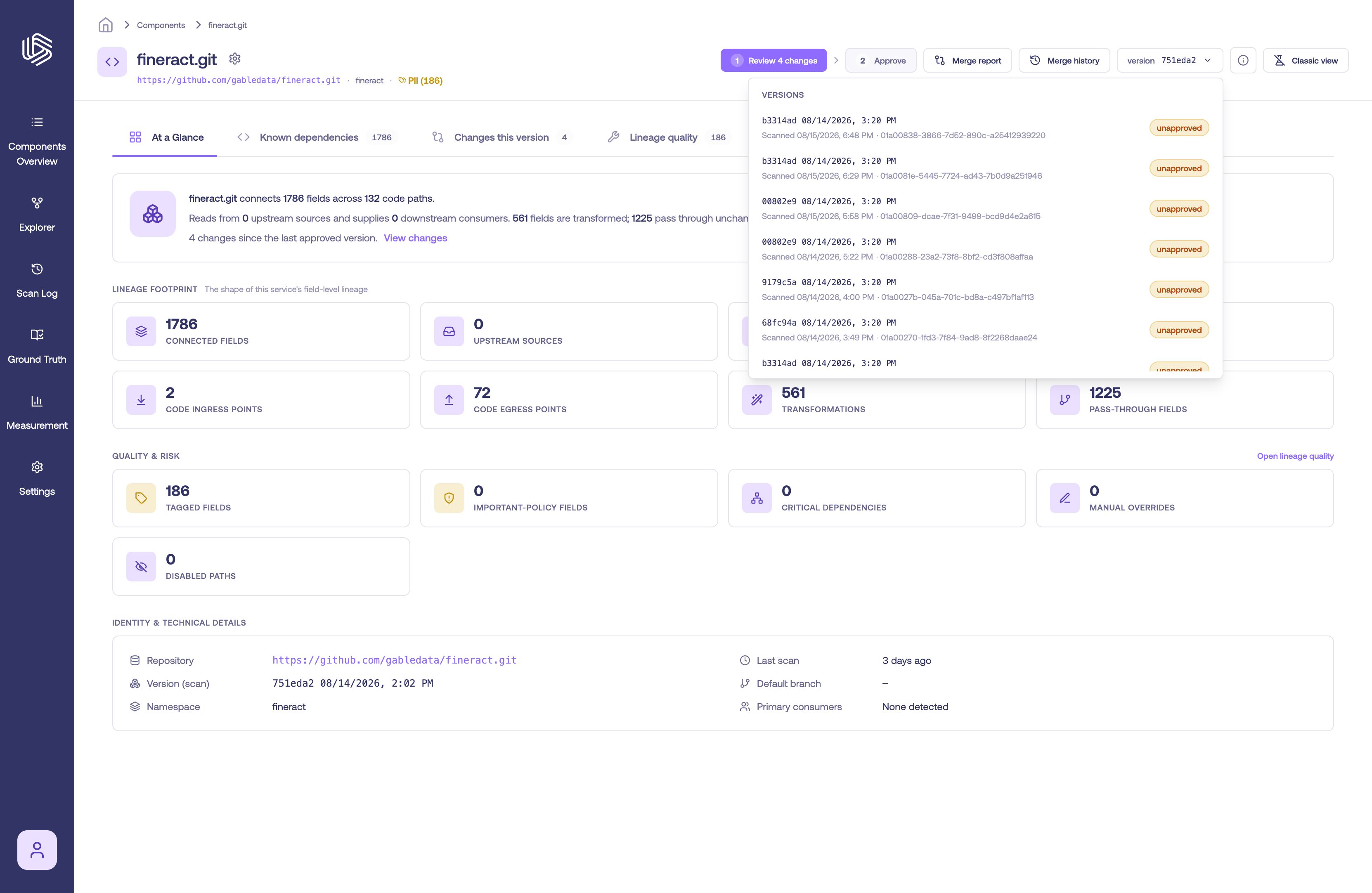 Approval badges in the version selector