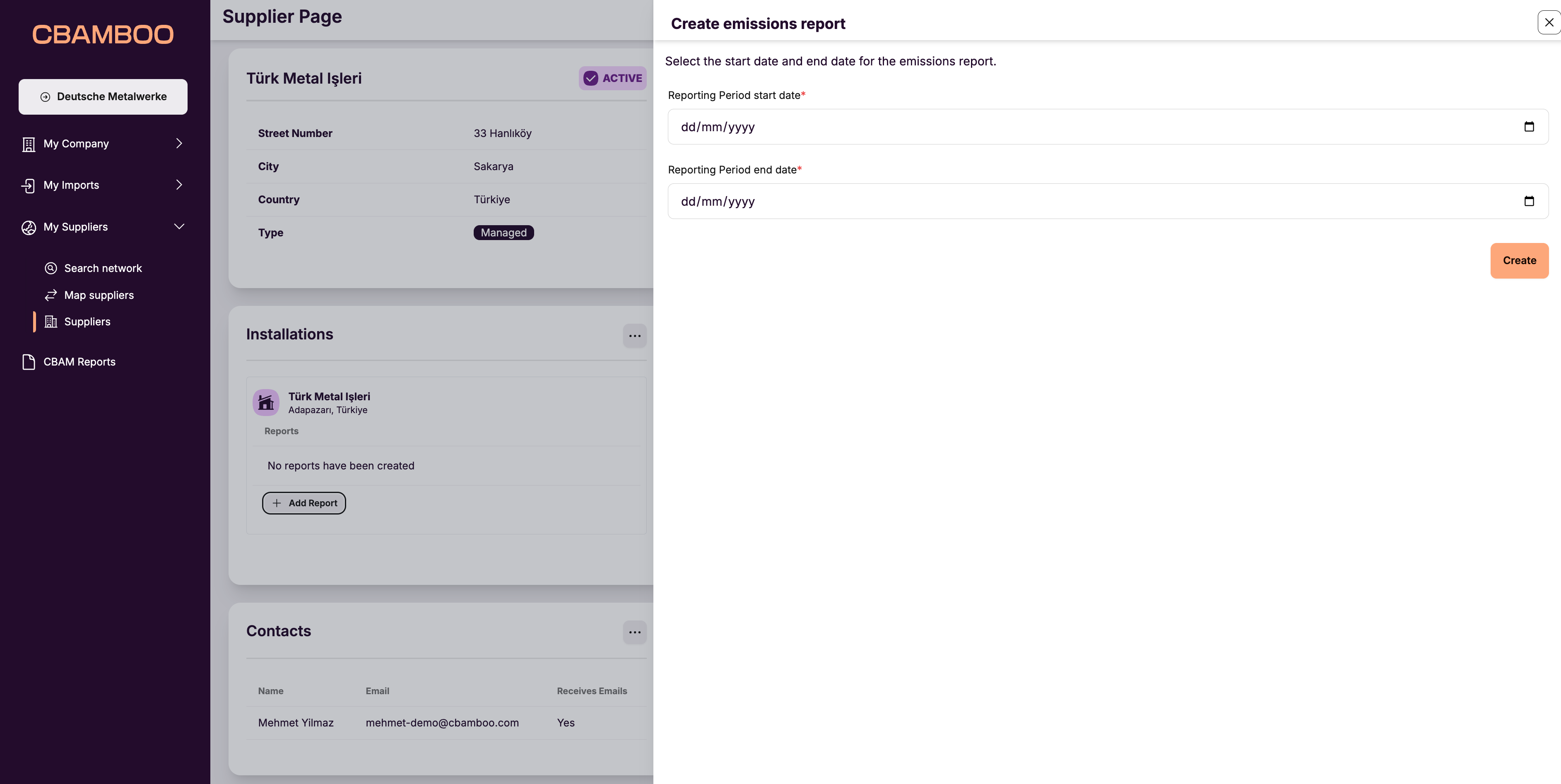 Managed emissions report
