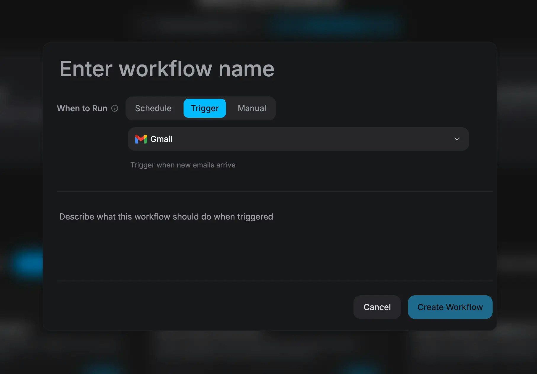 Create workflow form