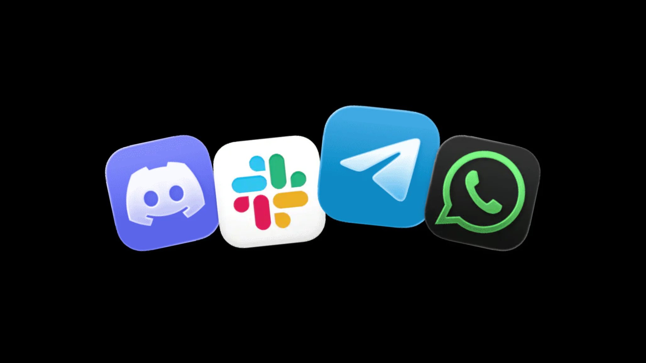 Discord, Slack, Telegram, and WhatsApp