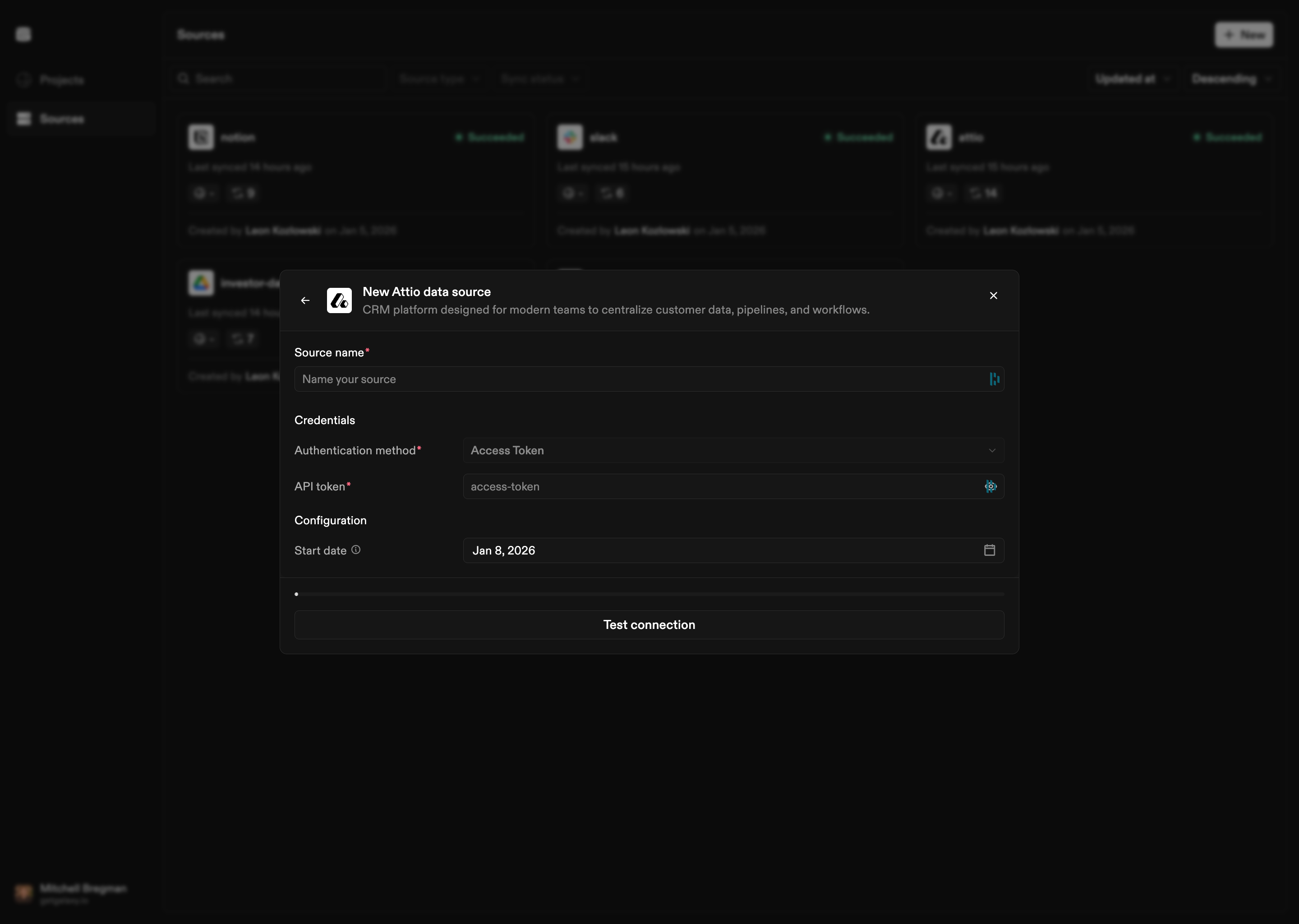 Attio source configuration