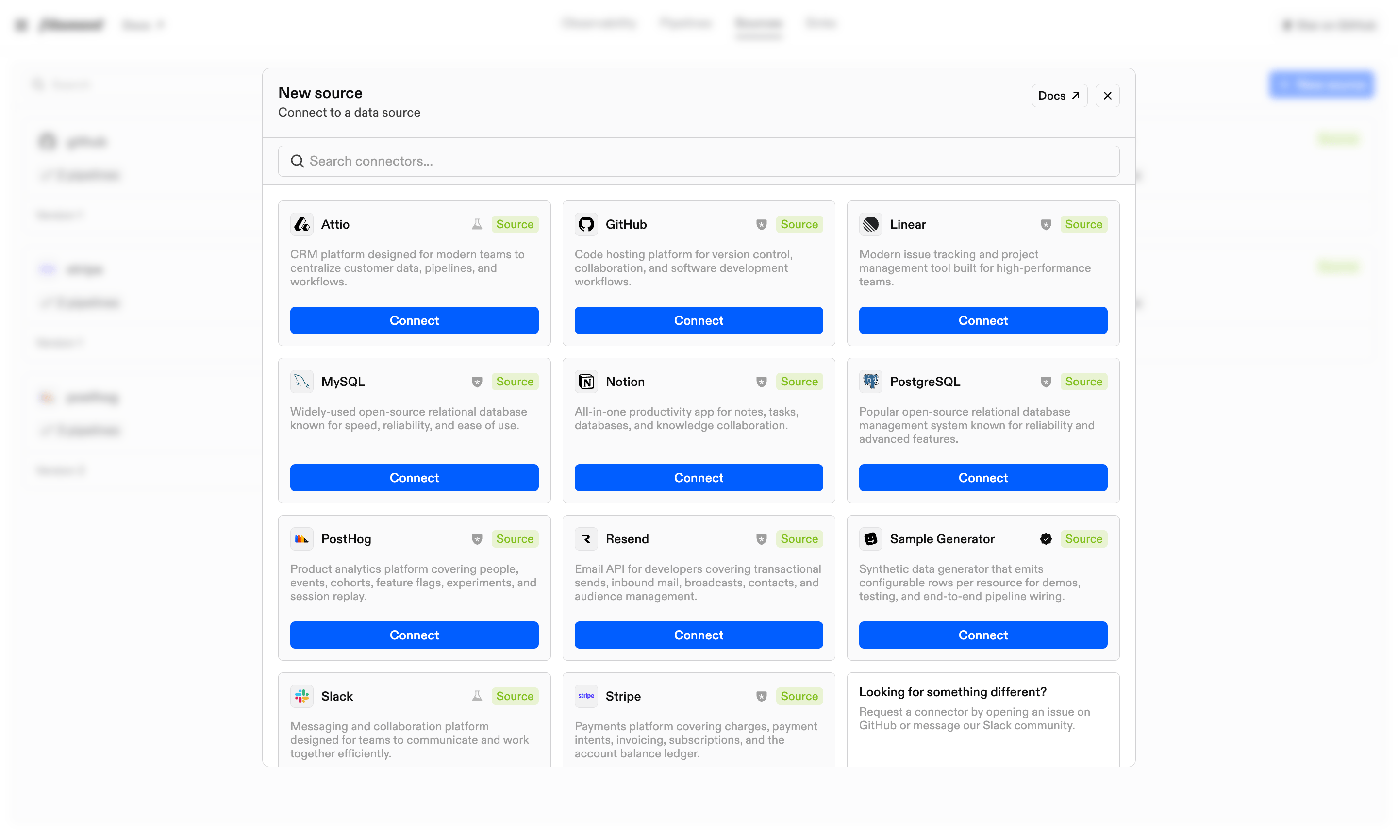 Connector catalog in light mode