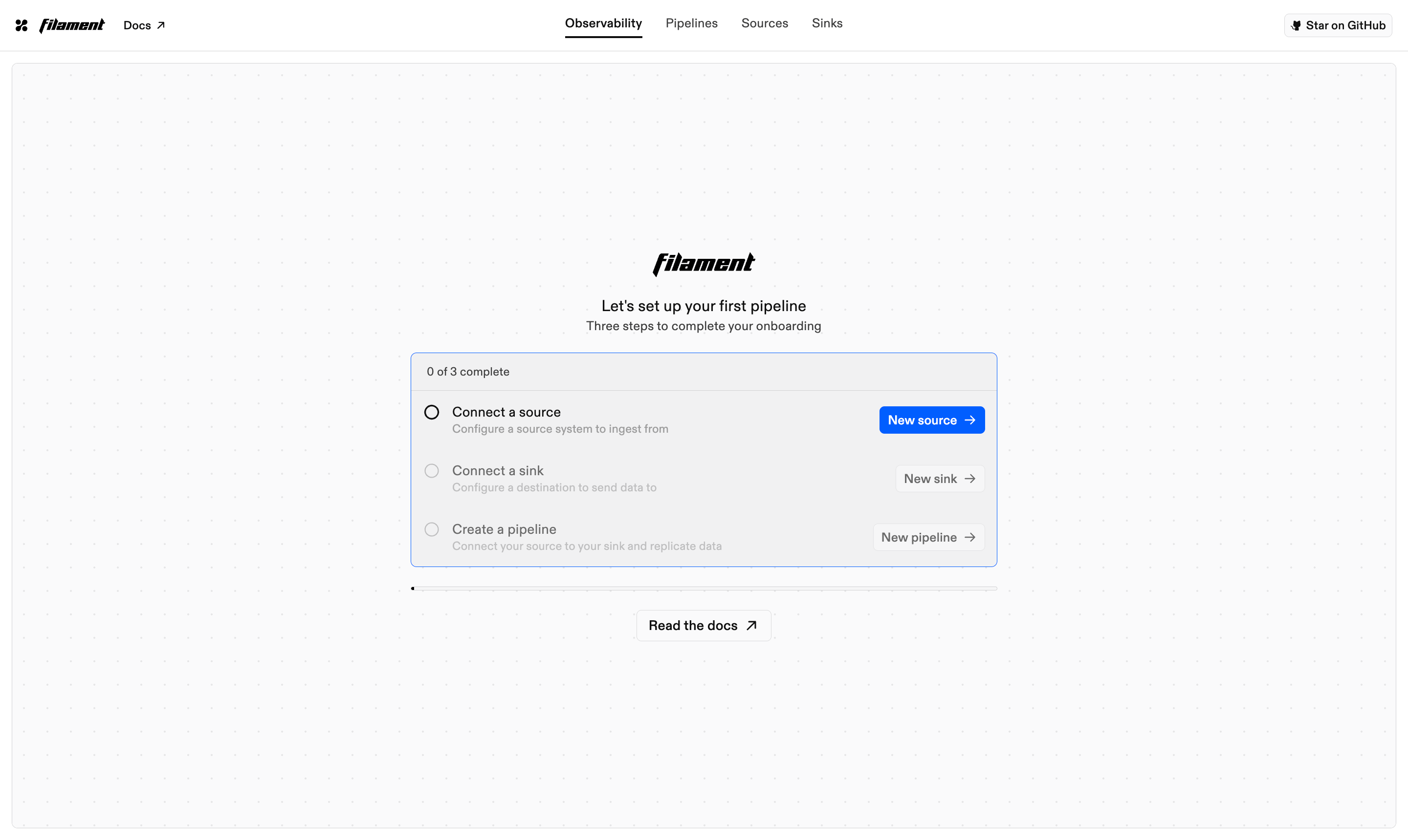 Filament web app in light mode