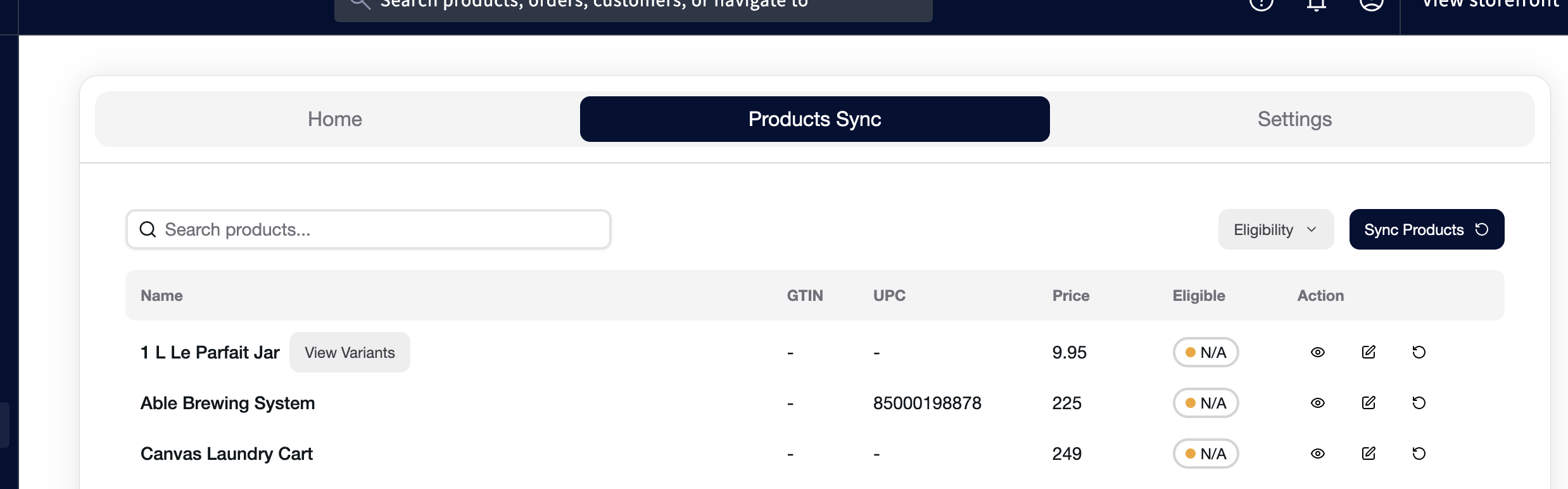 Sync Products