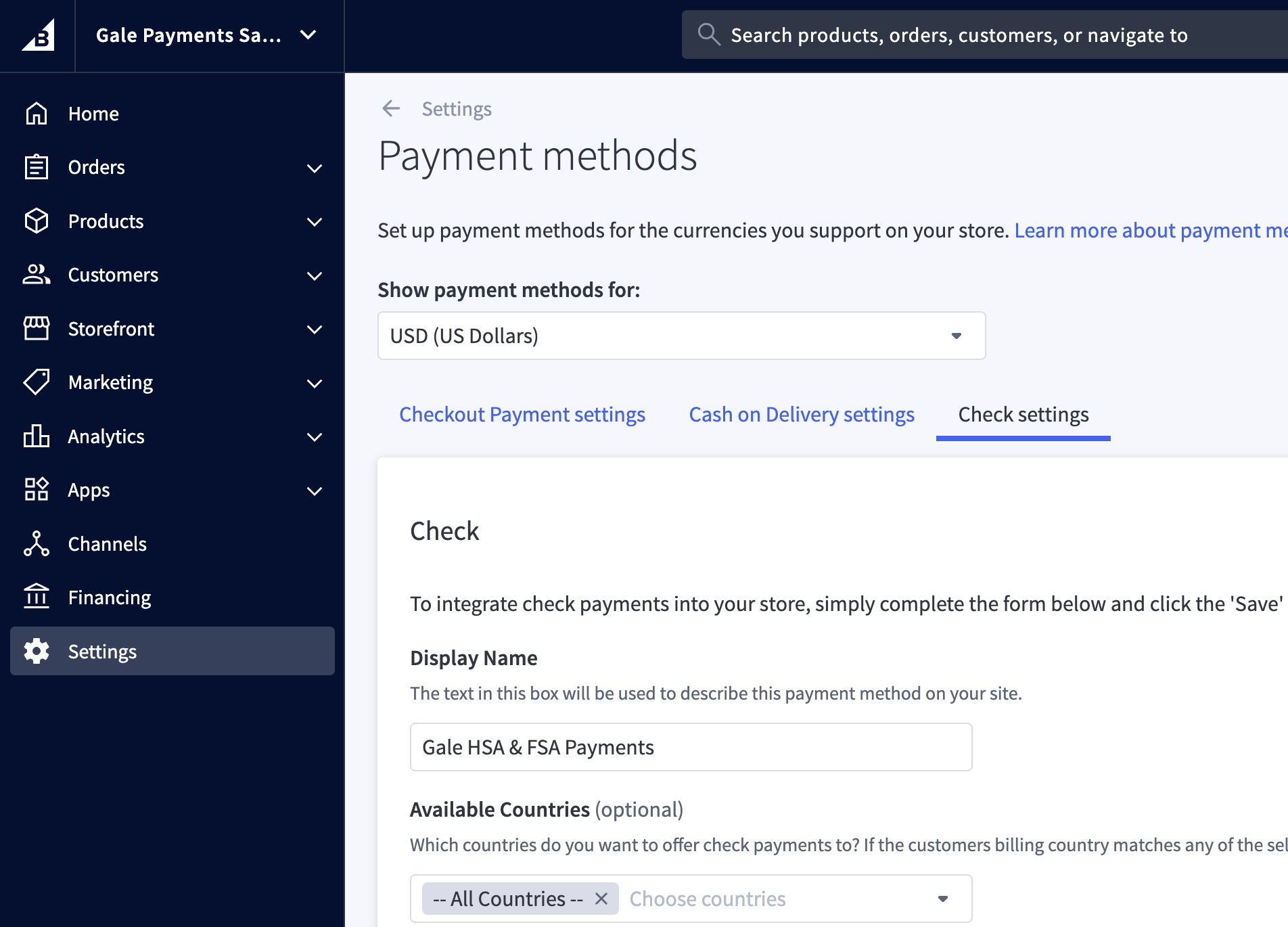 Configure Payment Method