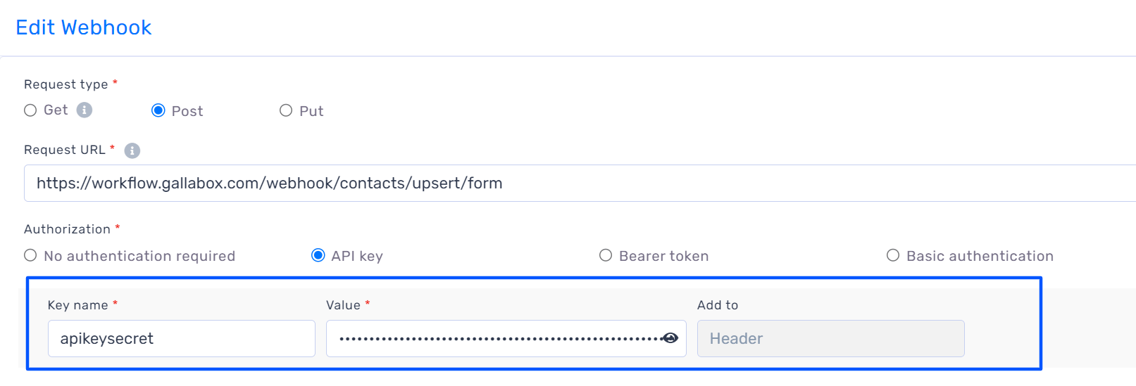 Inserting the Key Name and Value