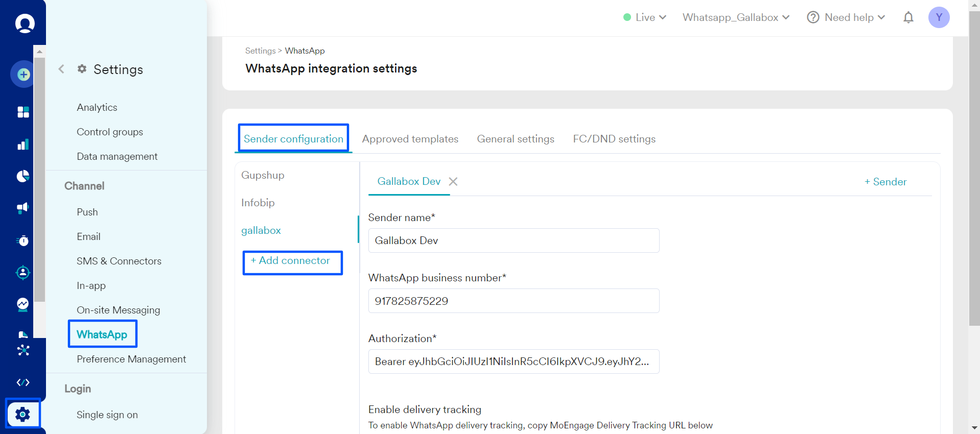 Configuring in MoEngage
