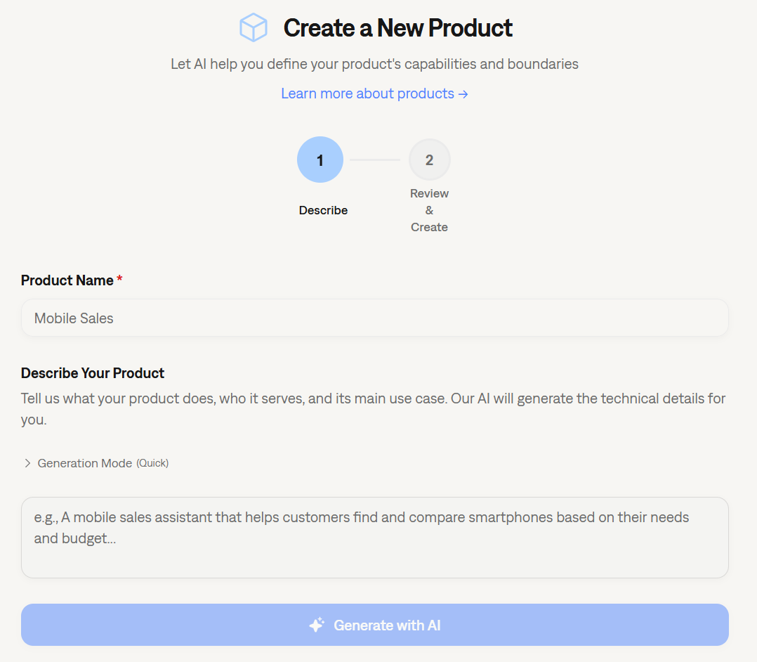 New Product Creation Form