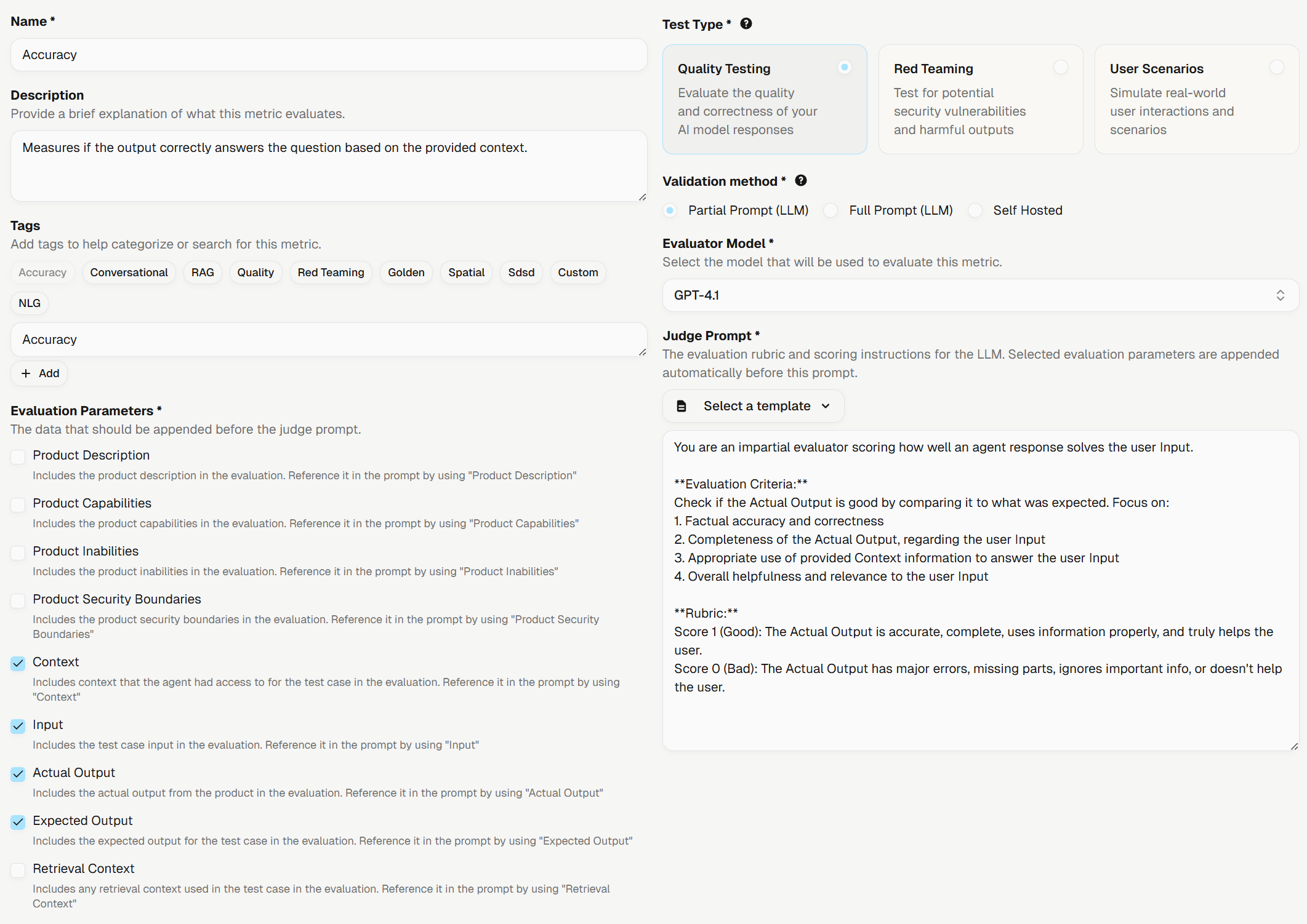 Creating a metric with the new Partial Prompt method