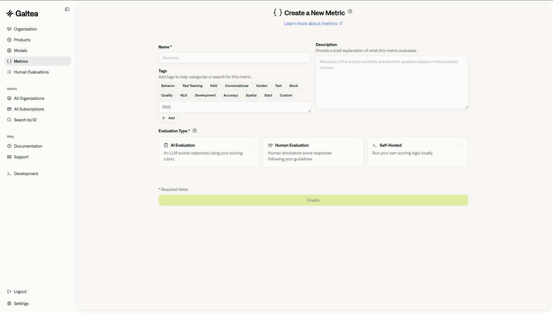 Create a Human Evaluation metric