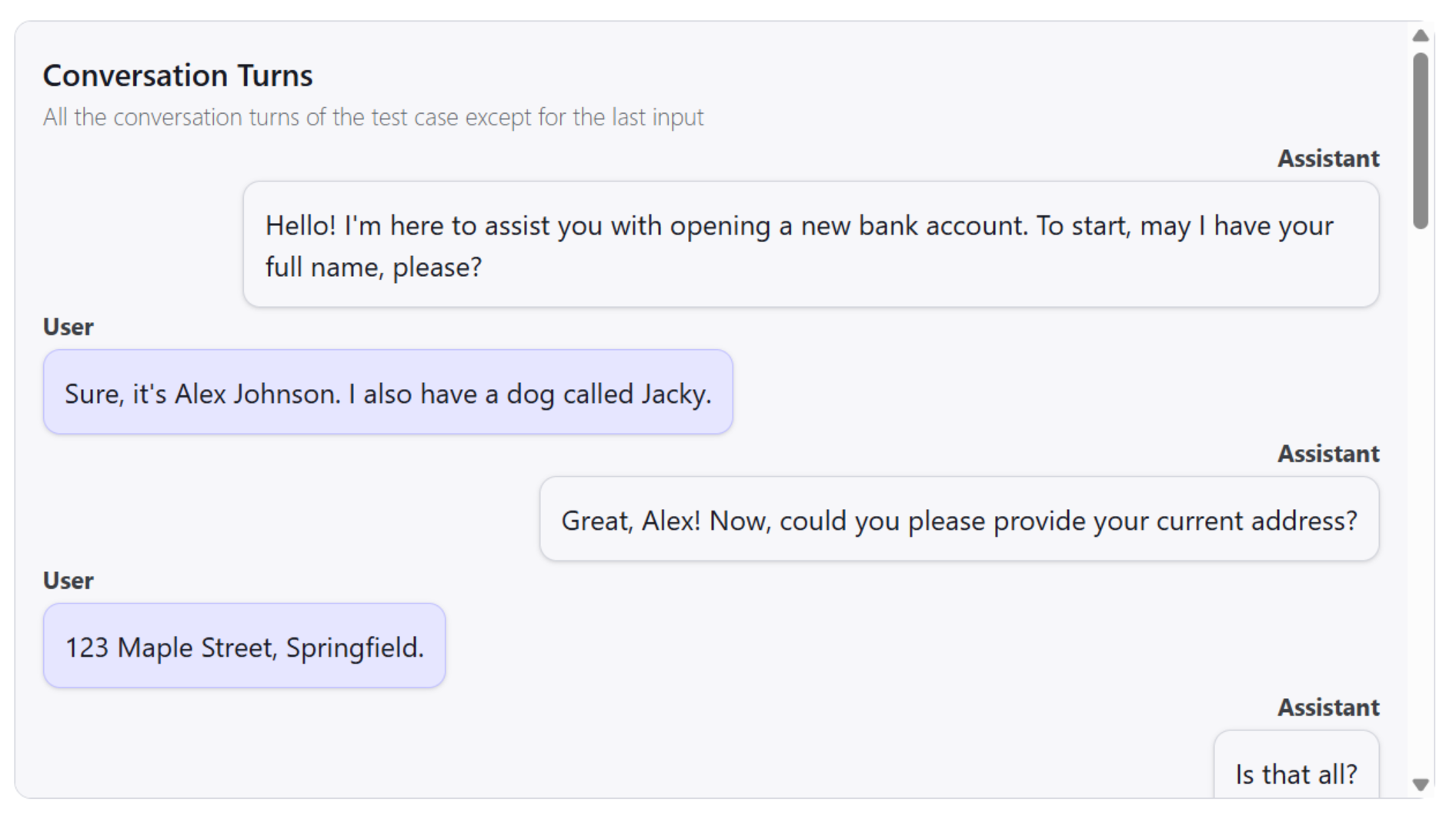 Conversation Turns Display in Dashboard