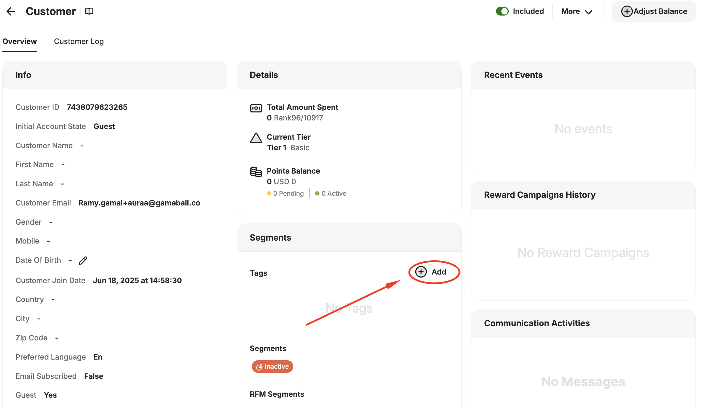 Add tag to customer