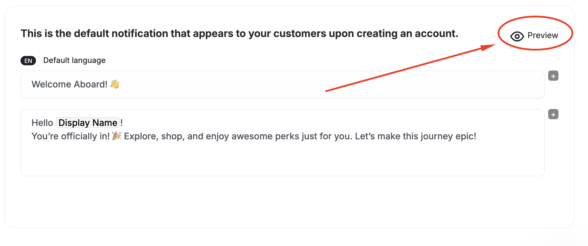 Preview notification