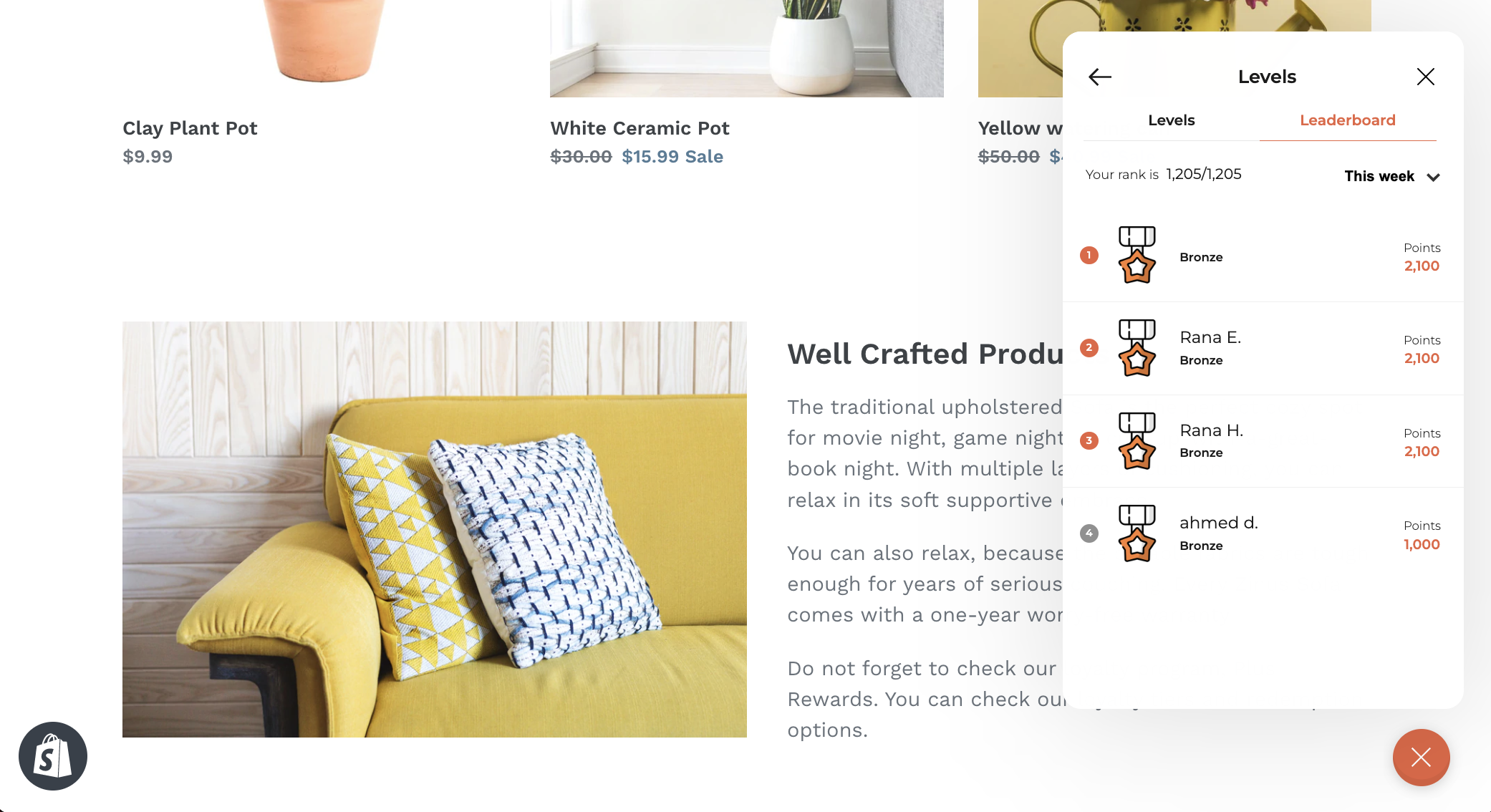 Leaderboard view in widget