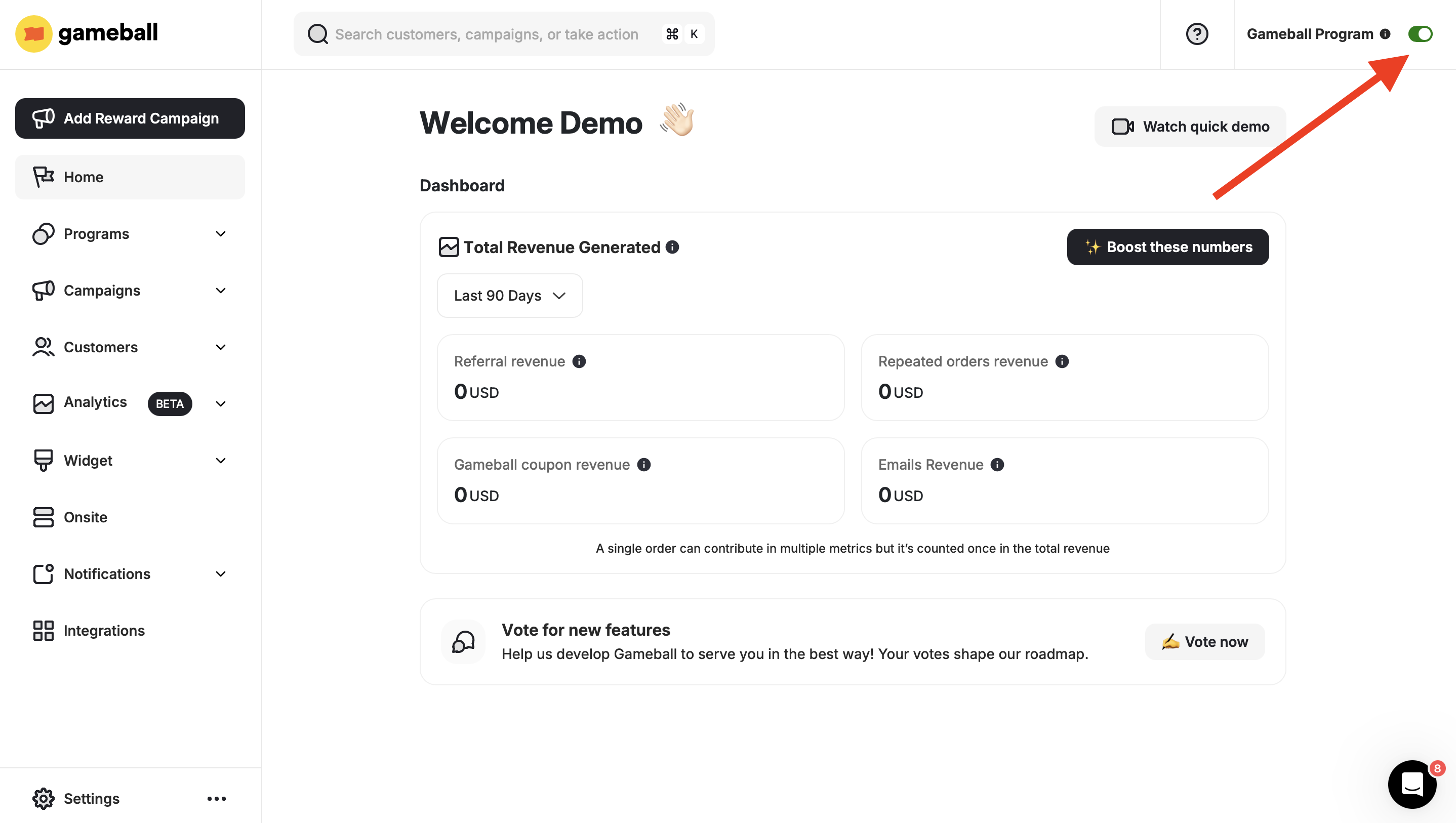 Publish and unpublish toggle for loyalty experience