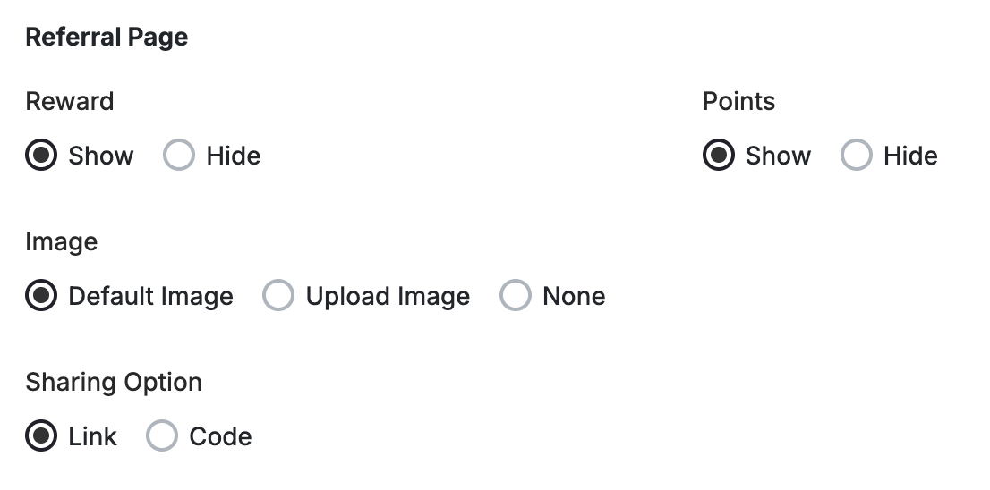 Referrals visibility options